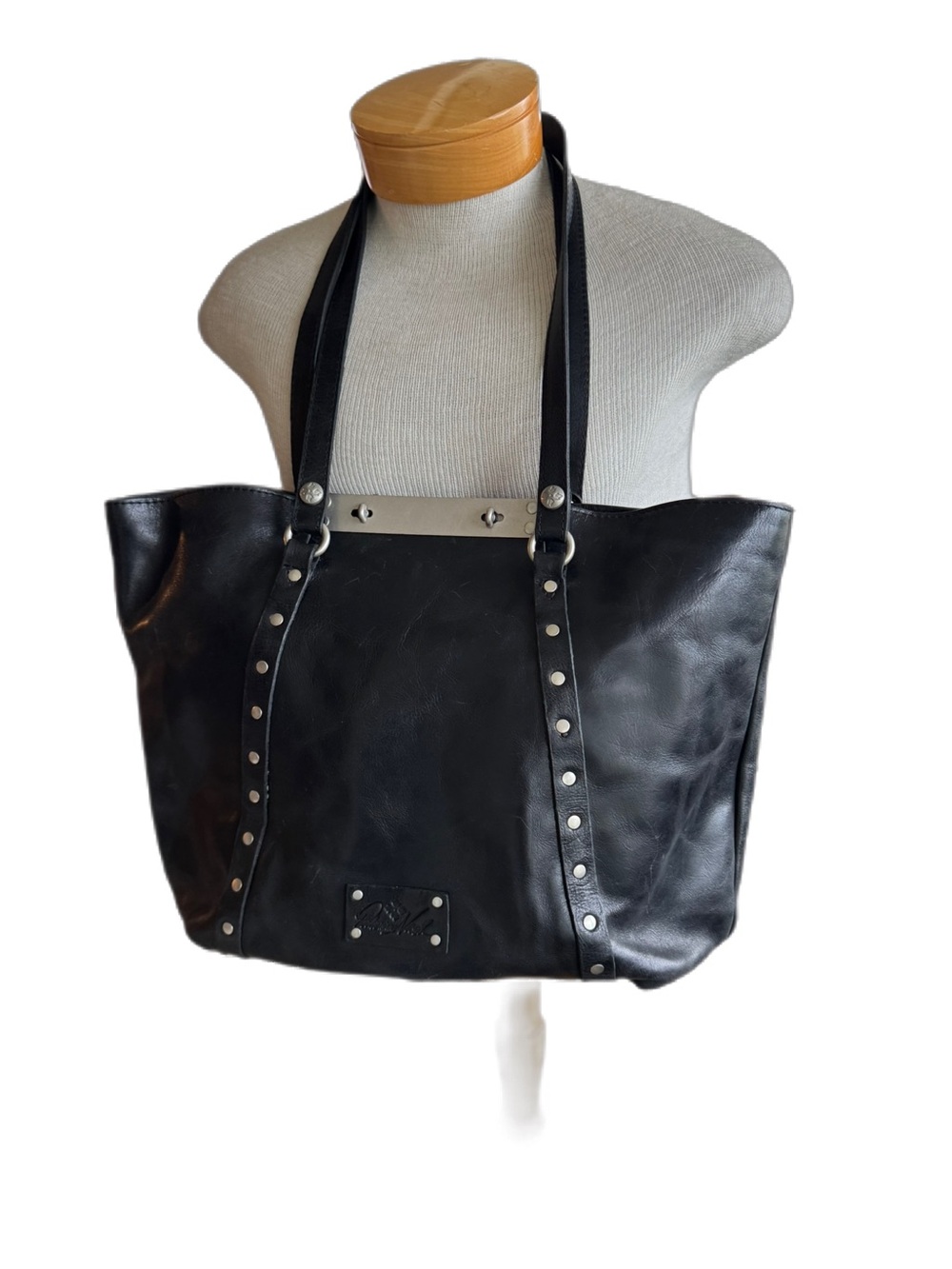 Patrica Nash Black Stud-Trim Leather Tote Bag